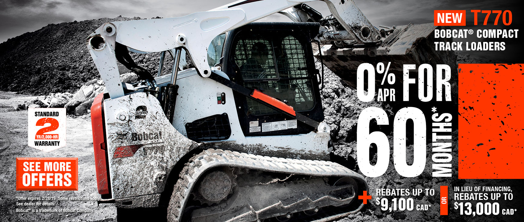 New T770 Bobcat Compact Track Loaders 0% APR for 60 months